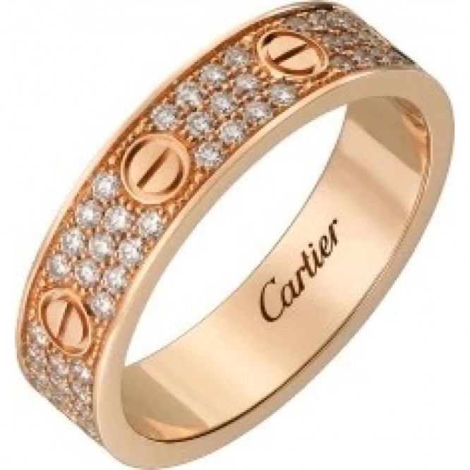 Cartie LOVE WEDDING BAND, DIAMOND-PAVED LOVE ウェディング リング、パヴェダイヤモンド